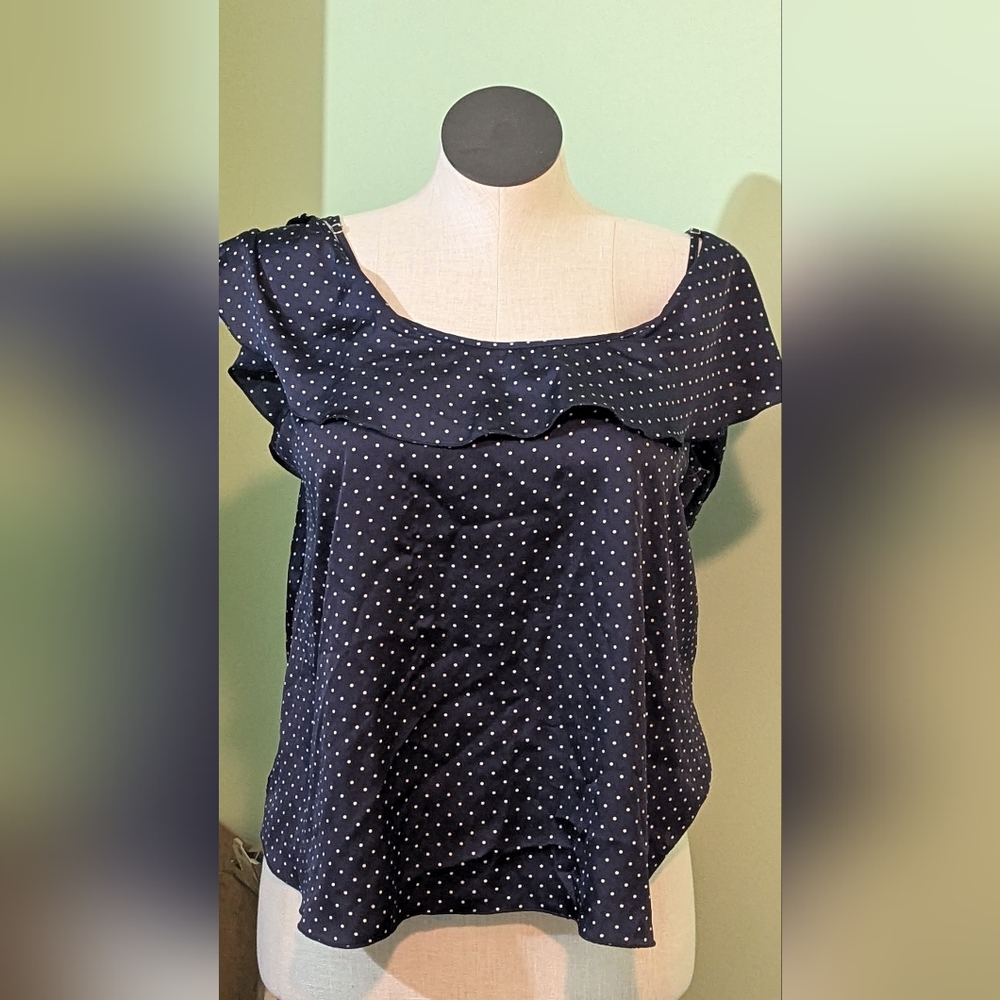 Polka Dot Ruffle Women's Top - Navy Victoria Secret